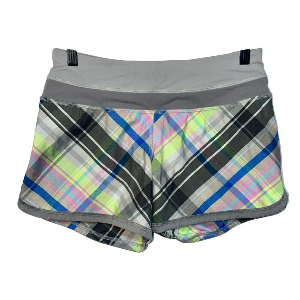 NEW Lululemon Groovy Run Short *2-Way Stretch Plaid Athletic Running Shorts Sz 4
